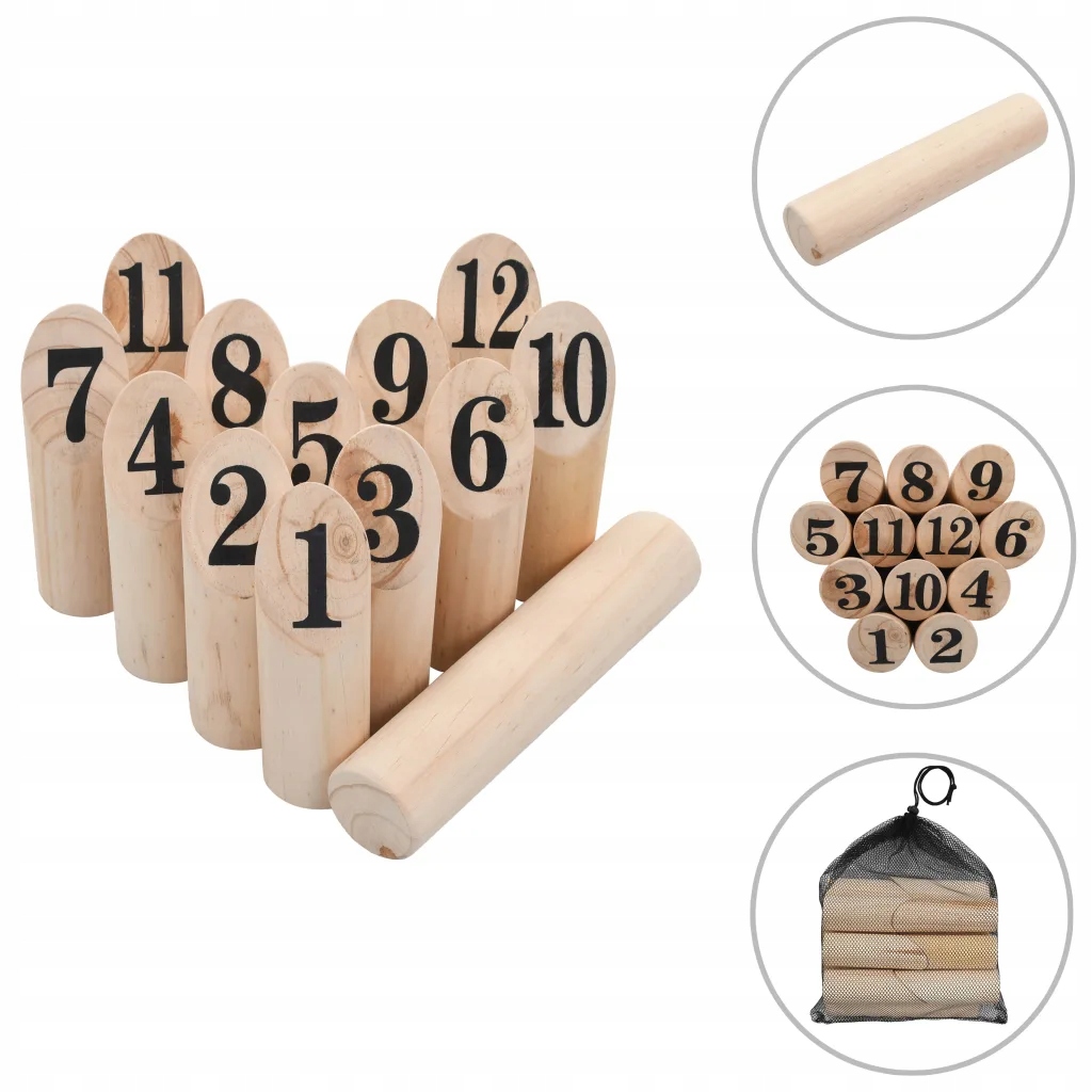 Kubb Number Game 12 kolíkov - borovicové drevo